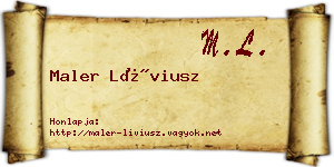 Maler Líviusz névjegykártya